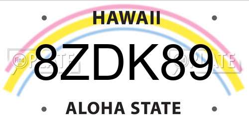8ZDK89 Hawaii License Plate