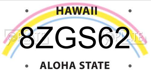 8ZGS62 Hawaii License Plate