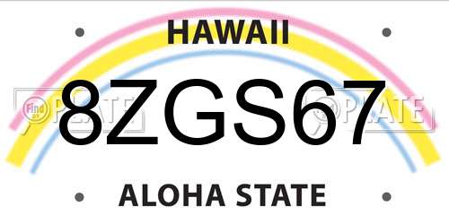 8ZGS67 Hawaii License Plate