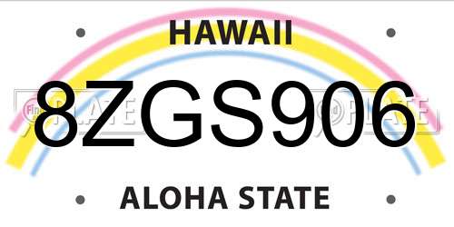 8ZGS906 Hawaii License Plate