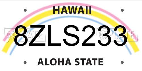 8ZLS233 Hawaii License Plate