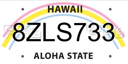 8ZLS733 Hawaii License Plate