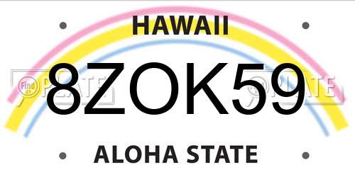 8ZOK59 Hawaii License Plate