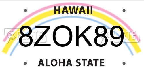 8ZOK89 Hawaii License Plate