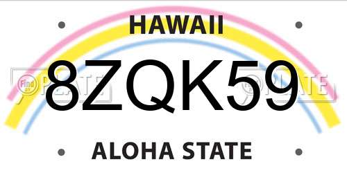 8ZQK59 Hawaii License Plate