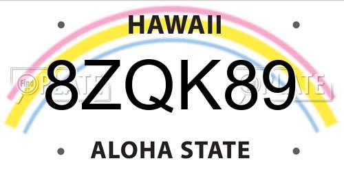 8ZQK89 Hawaii License Plate