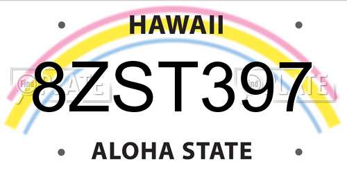 8ZST397 Hawaii License Plate