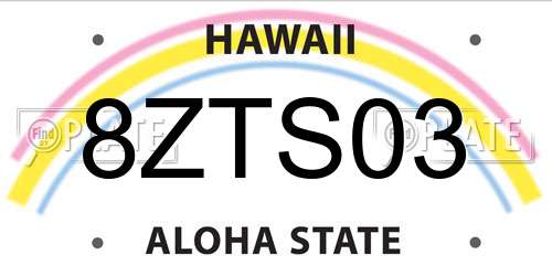 8ZTS03 Hawaii License Plate