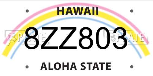 8ZZ803 Hawaii License Plate