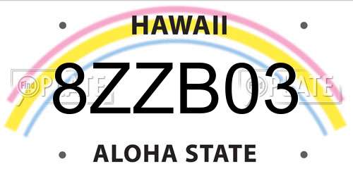 8ZZB03 Hawaii License Plate