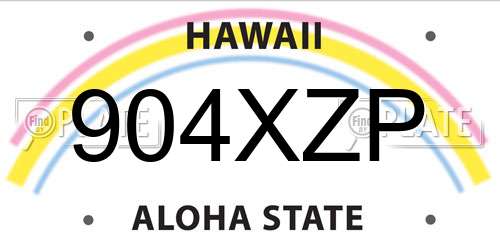 904XZP Hawaii License Plate