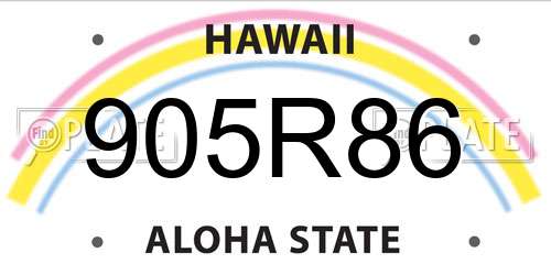905R86 Hawaii License Plate