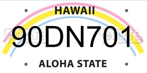 90DN701 Hawaii License Plate