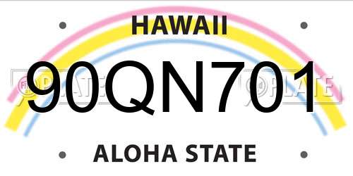90QN701 Hawaii License Plate