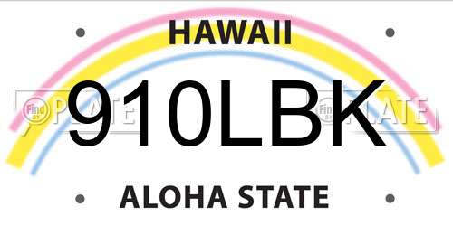 910LBK Hawaii License Plate