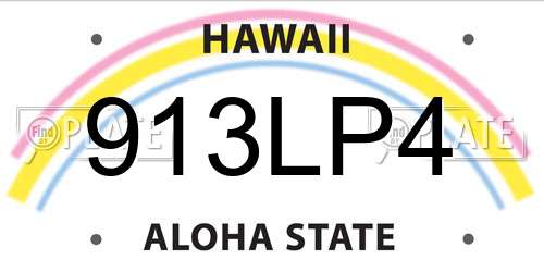 913LP4 Hawaii License Plate
