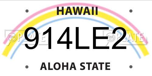 914LE2 Hawaii License Plate