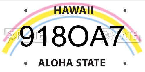 918OA7 Hawaii License Plate
