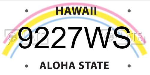 9227WS Hawaii License Plate