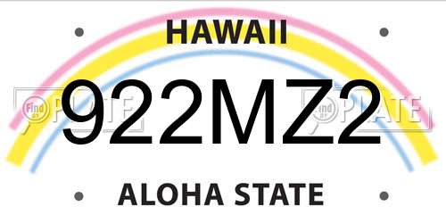 922MZ2 Hawaii License Plate