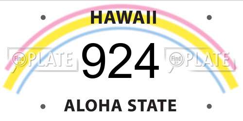 924 Hawaii License Plate