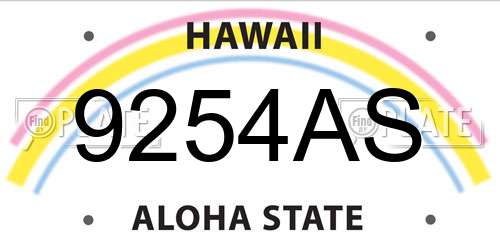 9254AS Hawaii License Plate