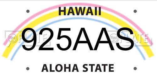 925AAS Hawaii License Plate