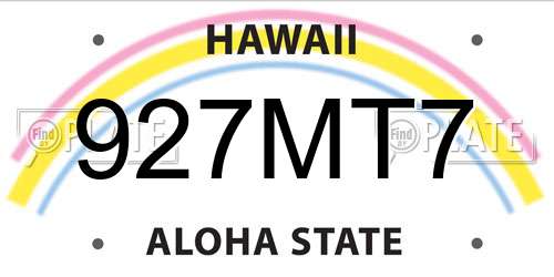 927MT7 Hawaii License Plate