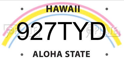 927TYD Hawaii License Plate