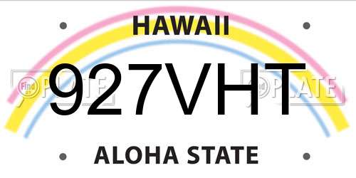 927VHT Hawaii License Plate