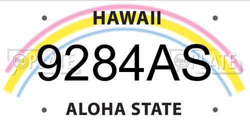 9284AS Hawaii License Plate