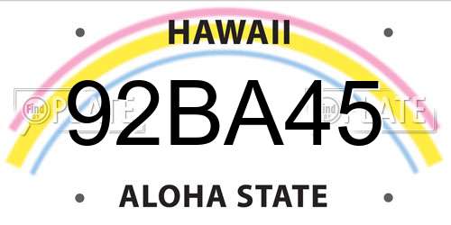 92BA45 Hawaii License Plate