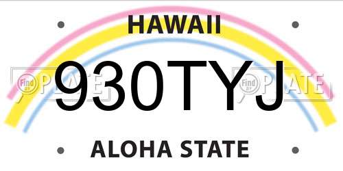 930TYJ Hawaii License Plate