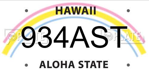 934AST Hawaii License Plate