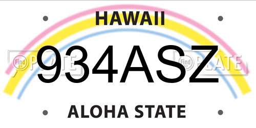 934ASZ Hawaii License Plate
