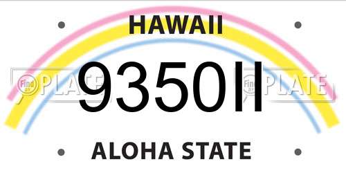 9350II Hawaii License Plate