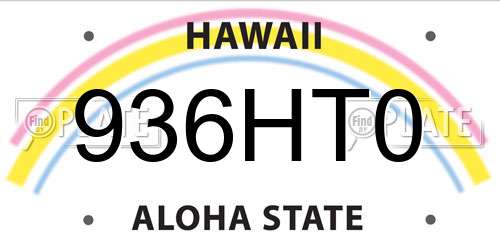 936HT0 Hawaii License Plate