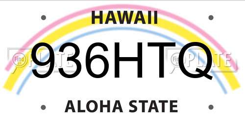 936HTQ Hawaii License Plate