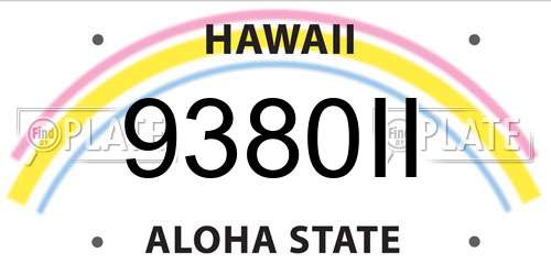 9380II Hawaii License Plate