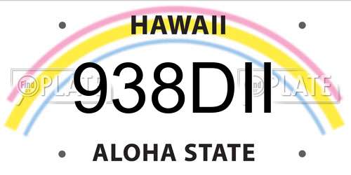938DII Hawaii License Plate