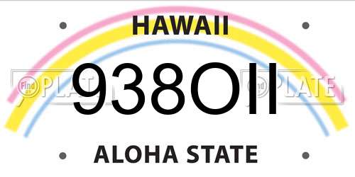 938OII Hawaii License Plate