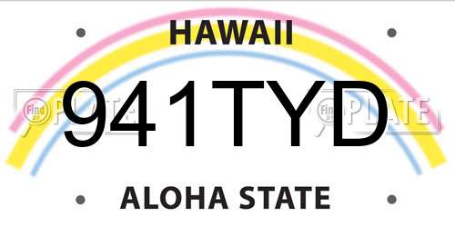 941TYD Hawaii License Plate