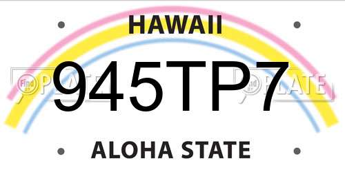 945TP7 Hawaii License Plate