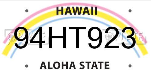 94HT923 Hawaii License Plate
