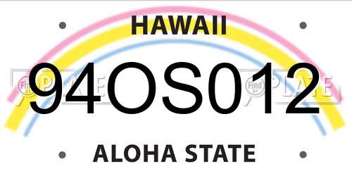 94OS012 Hawaii License Plate