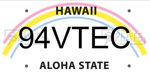 94VTEC Hawaii License Plate