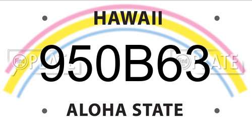 950B63 Hawaii License Plate