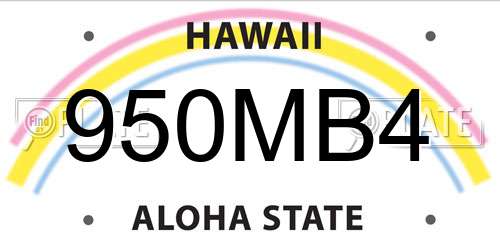 950MB4 Hawaii License Plate