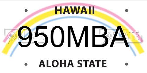 950MBA Hawaii License Plate