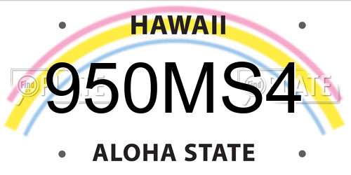 950MS4 Hawaii License Plate